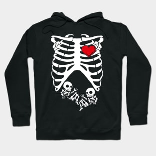 Spooky Skeleton Costume Pregnant Mommy of Twins Hoodie